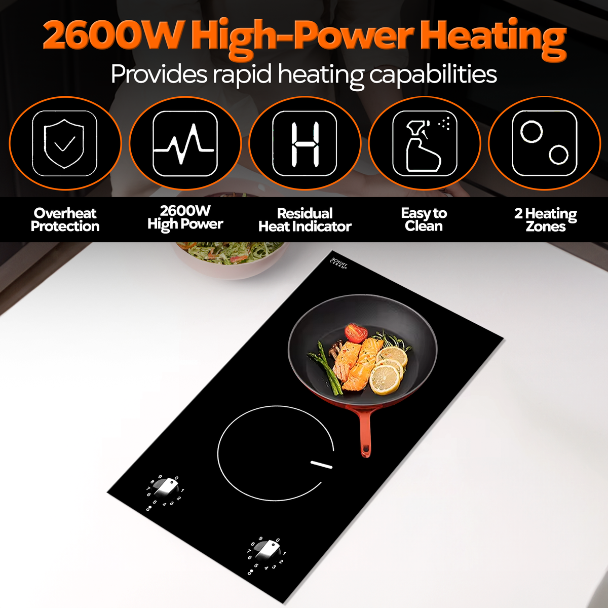 110V, Ramblewood 2 Burner Electric Cooktop, EC2-27, UL Certified German EGO Burner